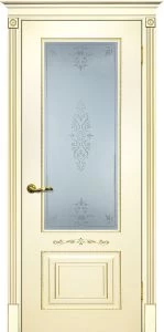 Межкомнатная дверь Смальта 04 Слоновая кость ral 1013патина золото